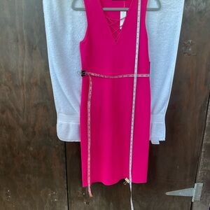 New York & Company Pink Knee-Length Sleeveless V-Neck Dress